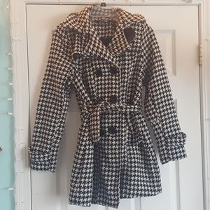 Herringbone Tie Front Pea Coat